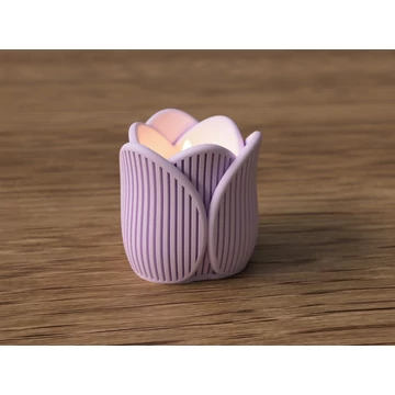 3D Tulipán alakú temécses tartó bordás