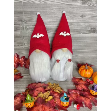 Halloween manó piros denevér díszítéssel 30-35 cm – kézzel készített dekoráció