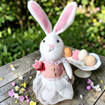 Húsvéti nyuszi dekoráció 35 cm – lány textil figura