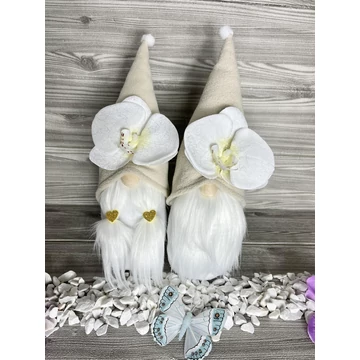 Orchideás manó bézs kézzel készített dekoráció 30-35 cm
