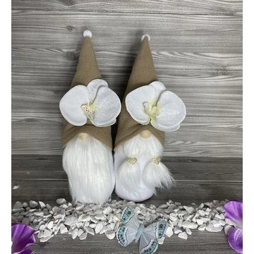 Orchideás manó világosbarna kézzel készített virágos dekoráció