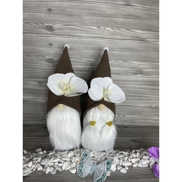 Orchideás manó csokibarna kézzel készített virágos dekoráció