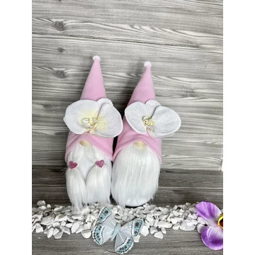 Orchideás manó rózsaszín 30-35 cm kézzel készített virágos dekoráció