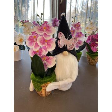 Tavaszi Manó | Cserepes Orchideával| Fekete(30-35CM)