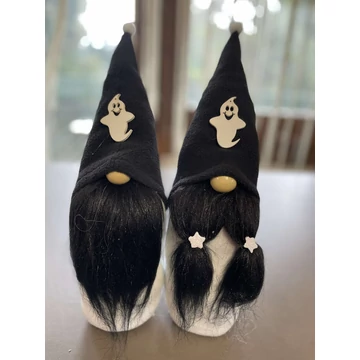 Halloween manó fekete szellem fekete szakállal 30-35 cm – kézzel készített dekoráció