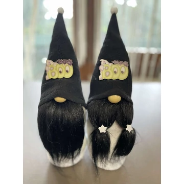 Halloween manó fekete boo felirattal szellemmel 30-35 cm – kézzel készített dekoráció