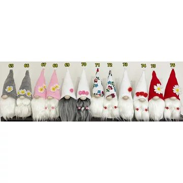 Tavaszi manó 35 cm – kézzel készült szezonális dekoráció virágos sapkában