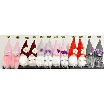 Virágos manó 30–35 cm – tavaszi kézműves dekoráció virágos sapkával