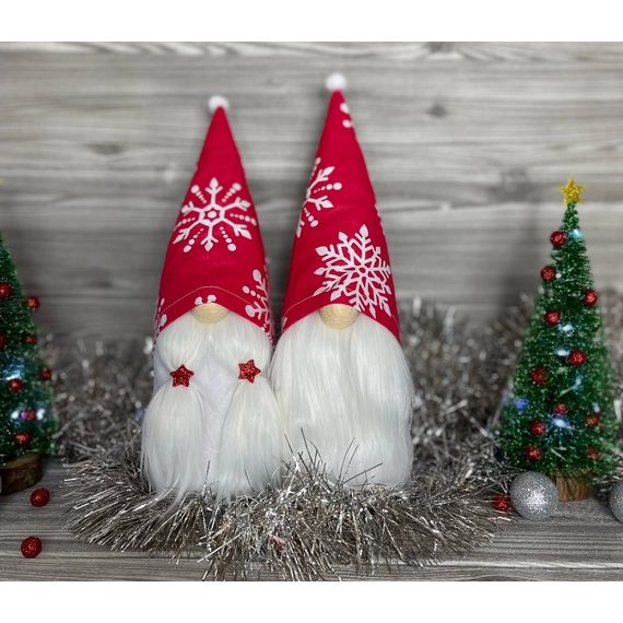 Karácsonyi Manó | Piros | Hópelyhes minta (30-35cm)