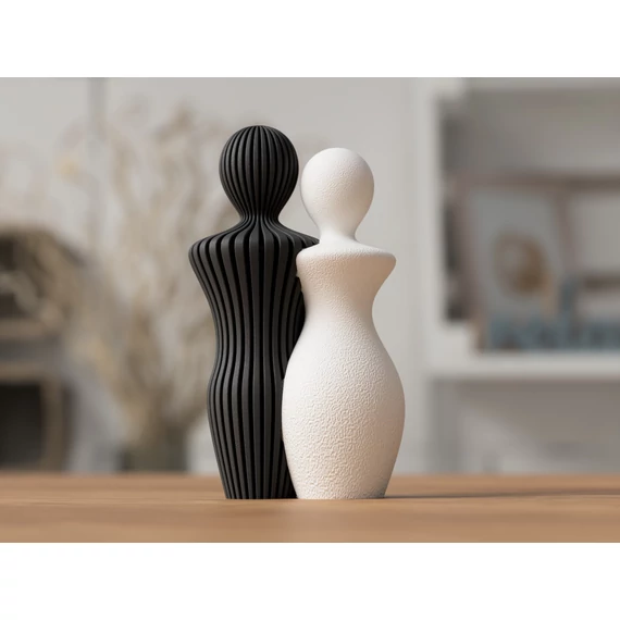3D Pár szobor bordás-sima 14 cm