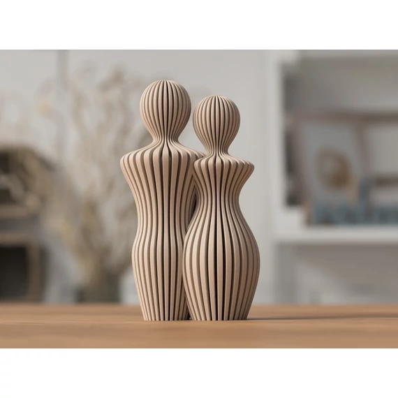 3D Pár szobor bordás-bordás 14 cm