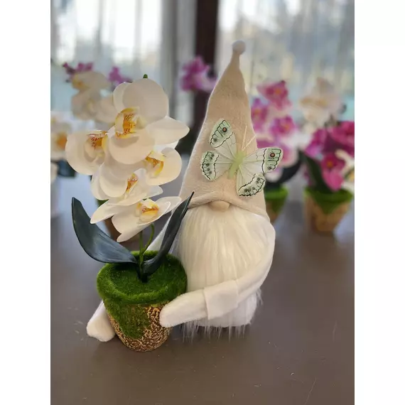 Tavaszi Manó | Cserepes Orchideával | Bézs (30-35CM)