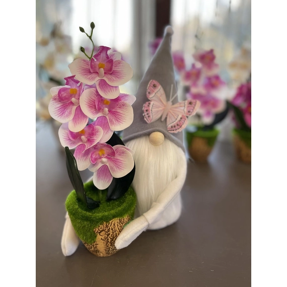 Tavaszi Manó |Cserepes Orchideával | Szürke(30-35CM)