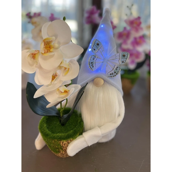 Tavaszi Manó | Cserepes orchideával| Világoskék(30-35CM)