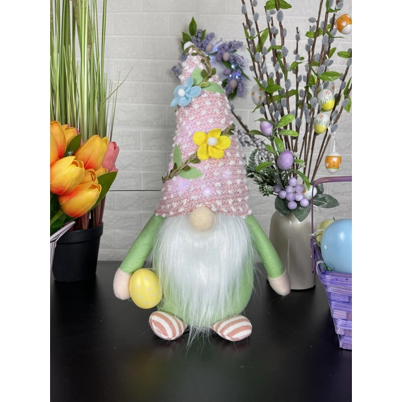 Tavaszi virágos manó / Fiú  / Húsvéti tojással / 45 cm